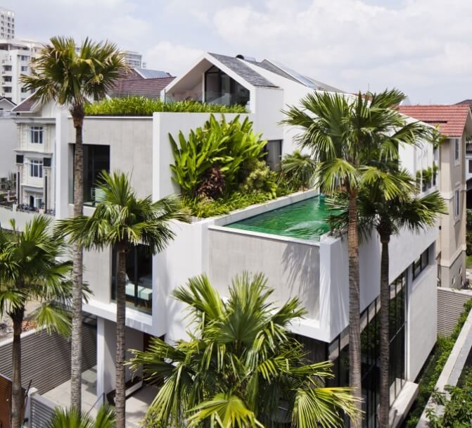 desain kolam renang di lantai 2