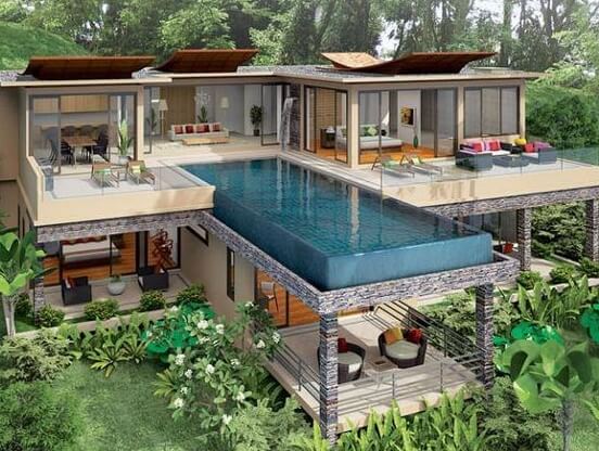 desain kolam renang di balkon rooftop