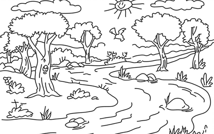 gambar mewarnai pemandangan