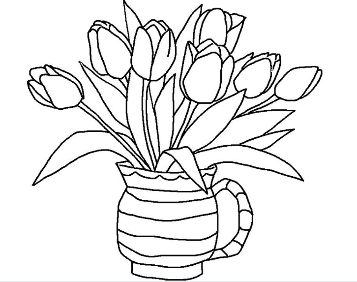gambar mewarnai bunga tulip