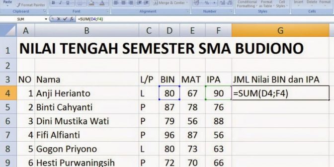 Rumus Microsoft excel terlengkap