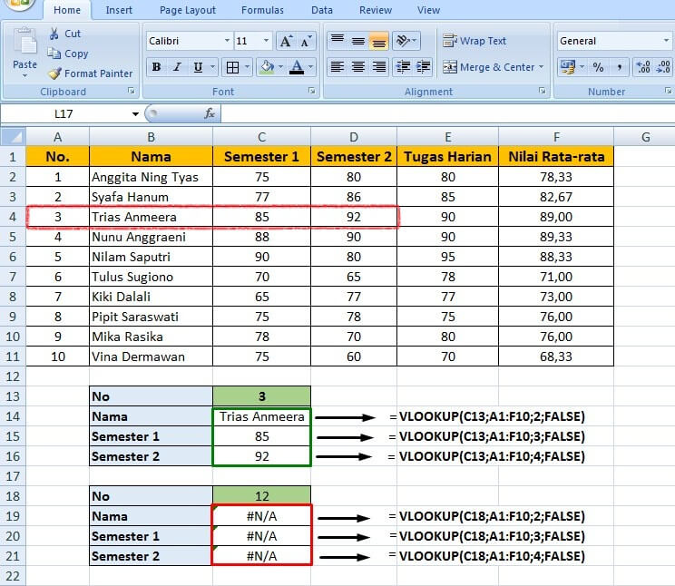 Rumus excel Vlookup