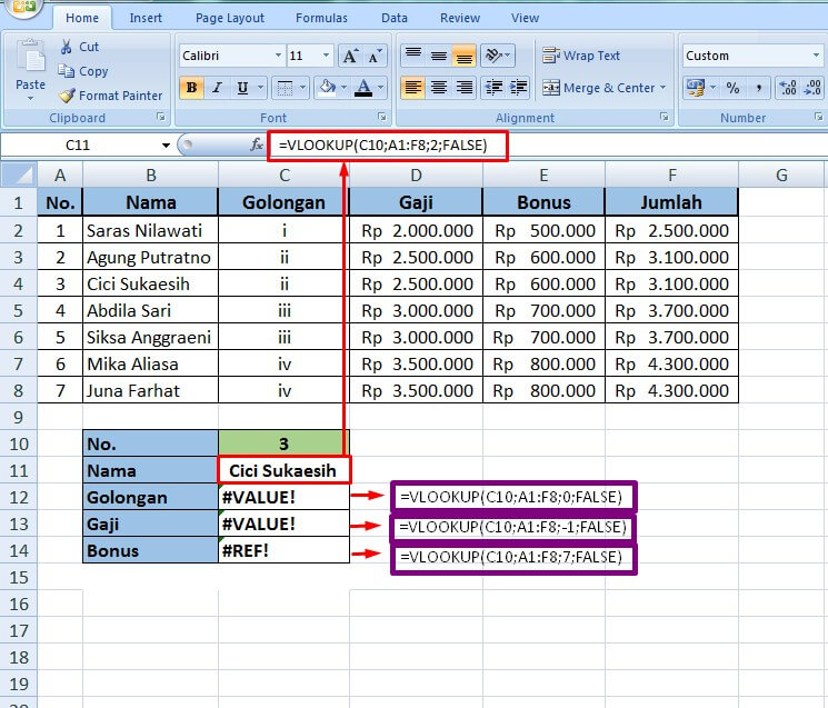 Rumus excel Vlookup