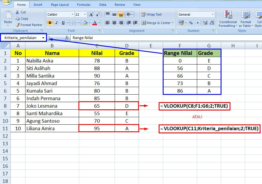 Rumus excel Vlookup