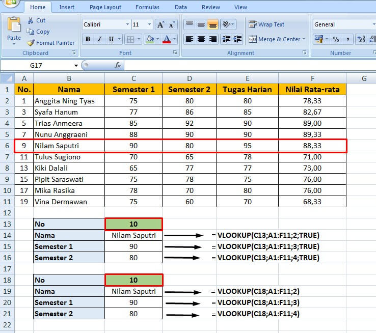 Rumus excel Vlookup