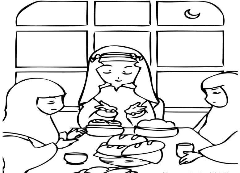 mewarnai tema ramadhan berbuka puasa bersama