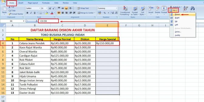 Rumus Microsoft Excel dasar