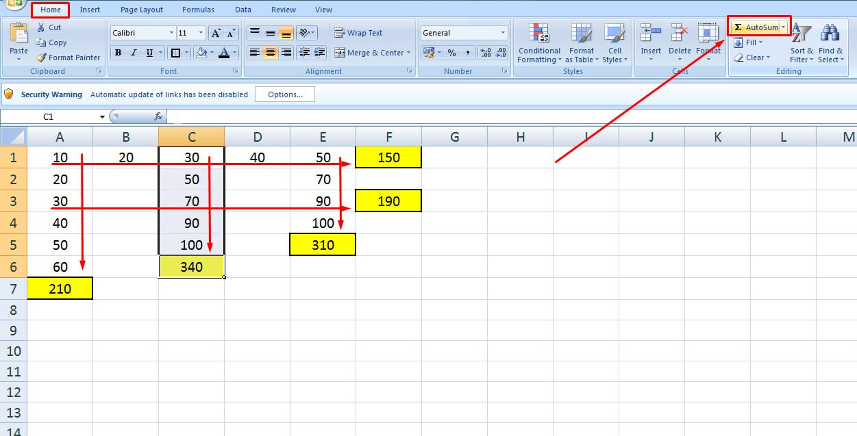 Rumus excel penjumlahan