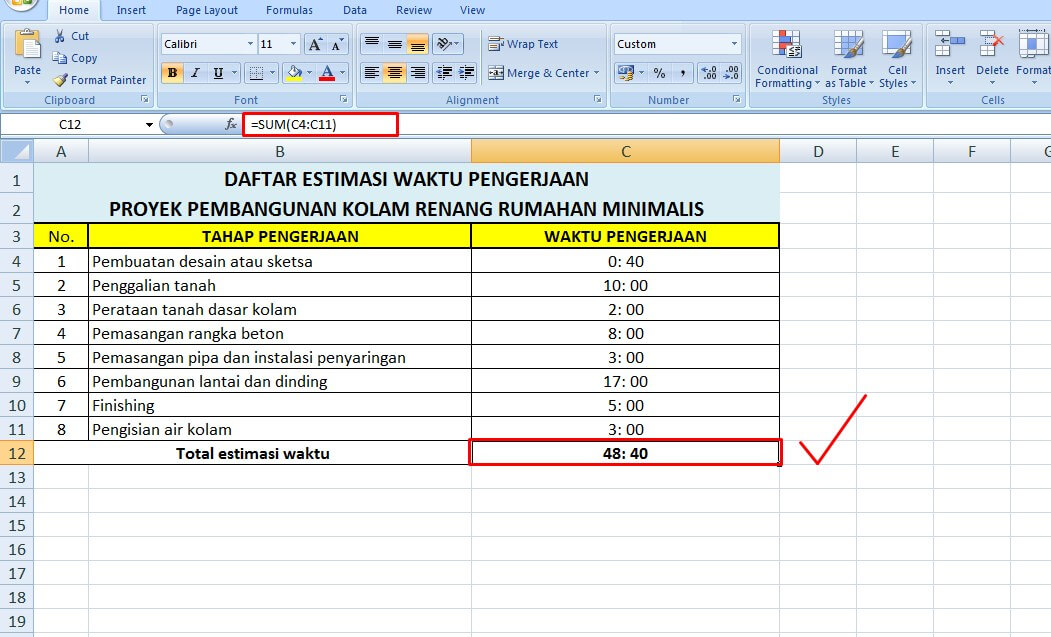 Rumus excel penjumlahan