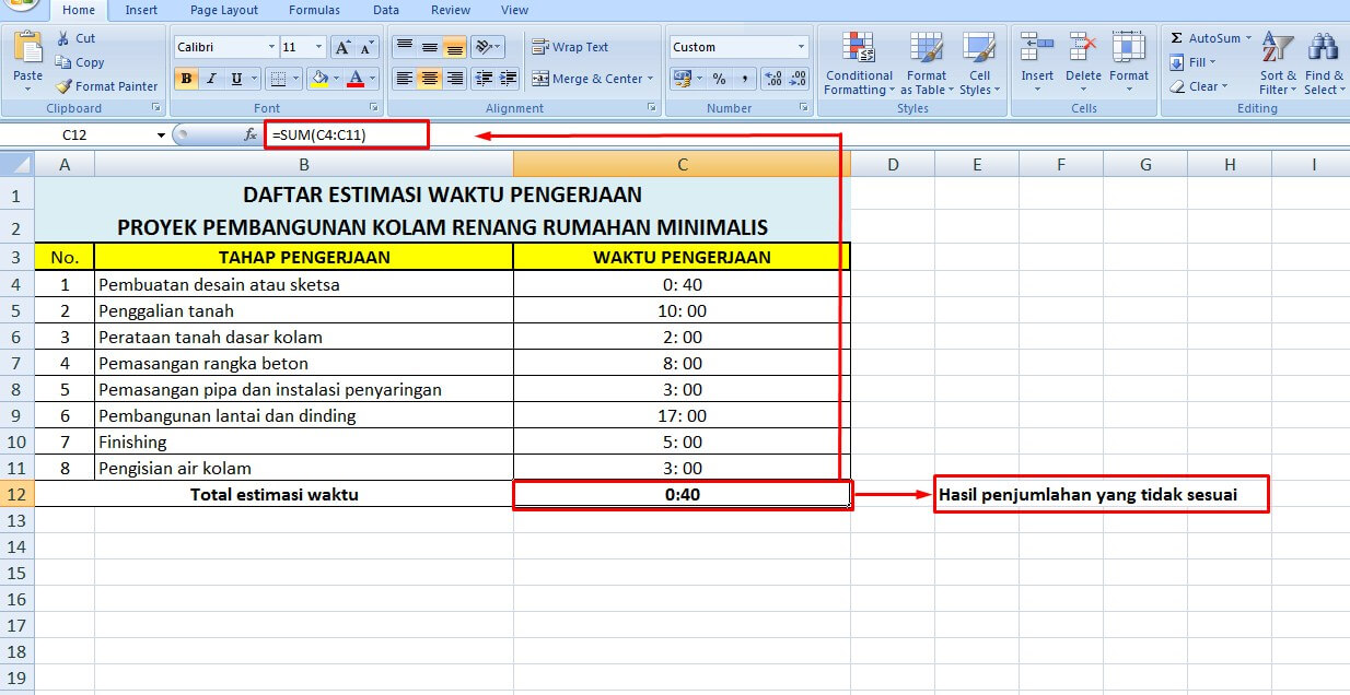 Rumus excel penjumlahan