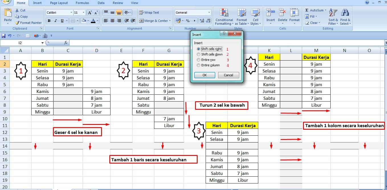 Cara menambah tabel di excel