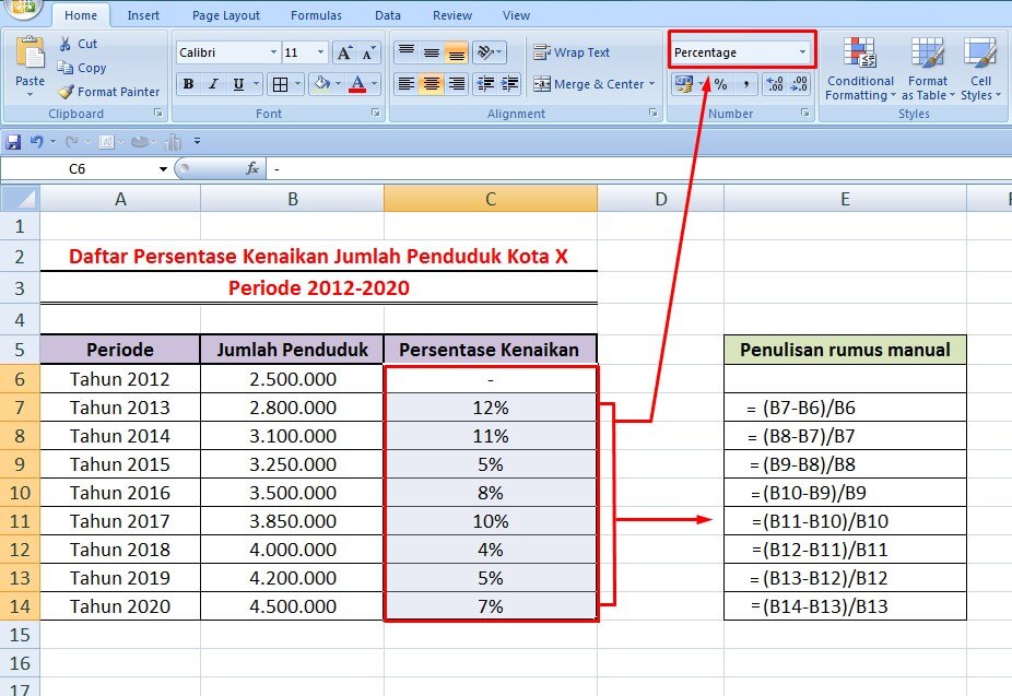 Rumus excel persen