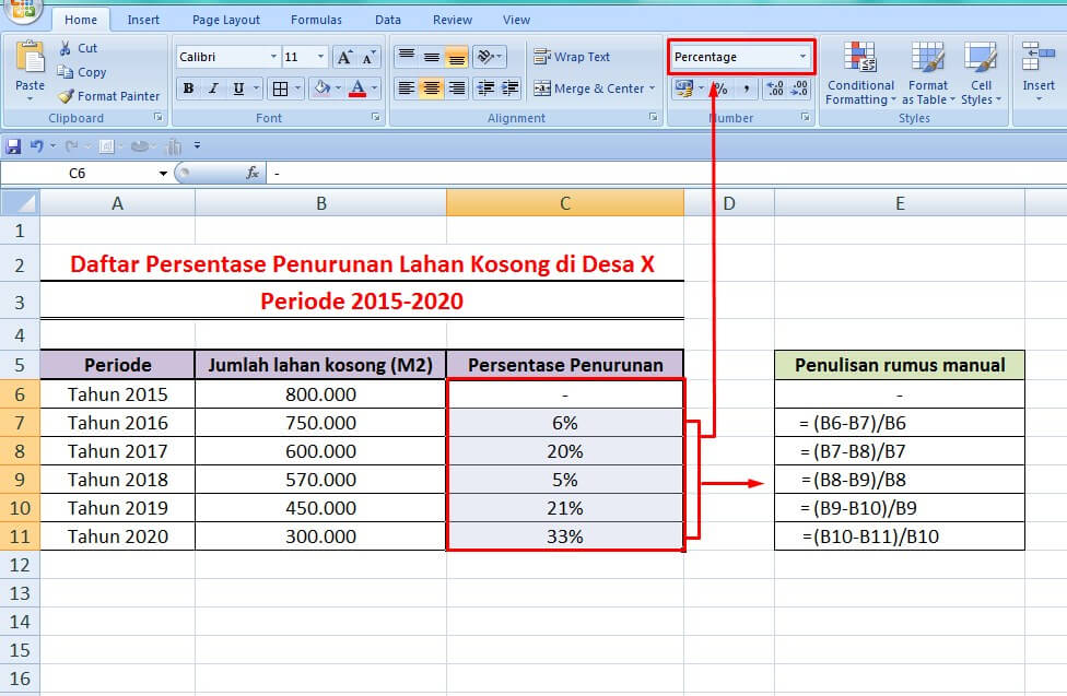 Rumus excel persen