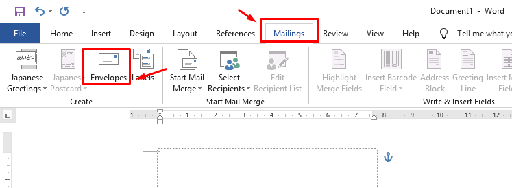 cara membuat amplop di word