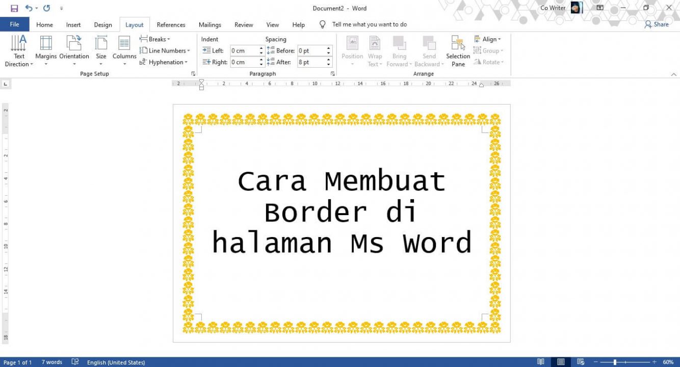 Cara Membuat Bingkai di word dengan Style Borders