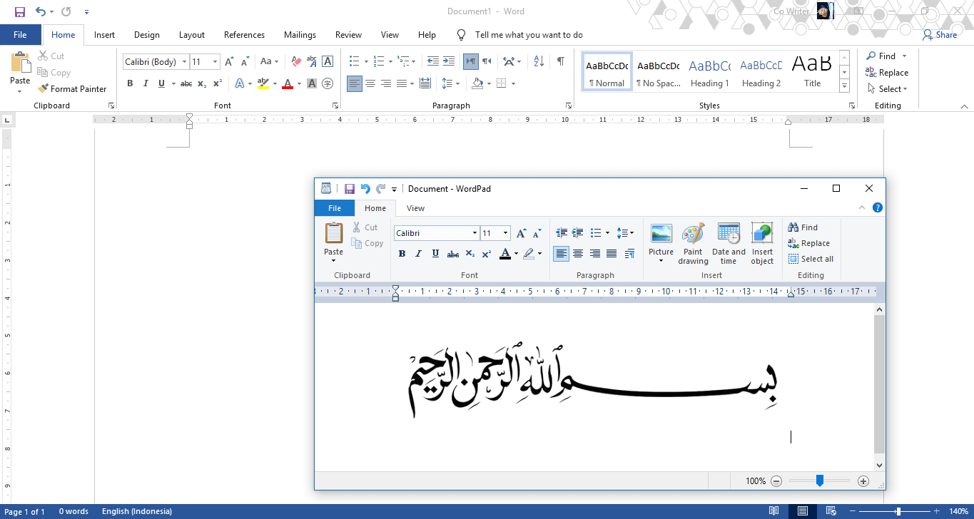 cara menulis arab di word