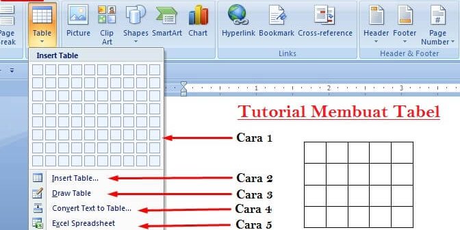 Membuat tabel di Word