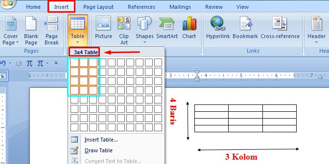 Membuat tabel di Word