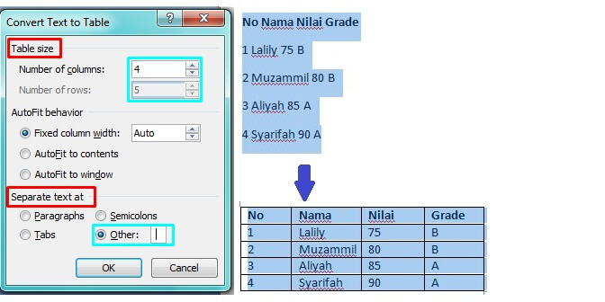 Membuat tabel di Word