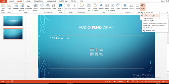Menambah Suara Di Powerpoint 2