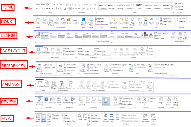 Menu di Microsoft Word