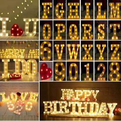 ide kado ulang tahun - Lampu huruf angka LED