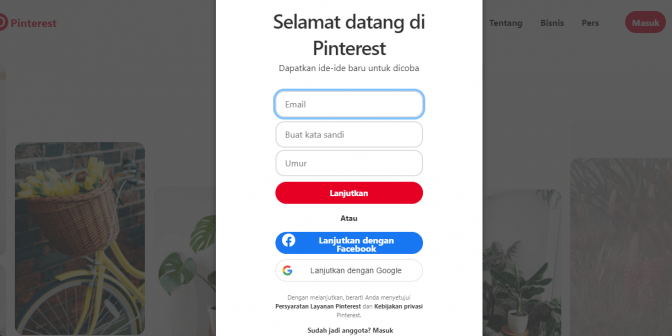 tutorial mendaftar pinterest