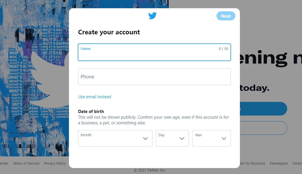 cara mendaftar twitter