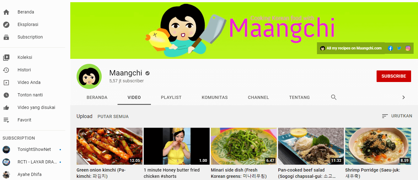 nama channel youtube masakan