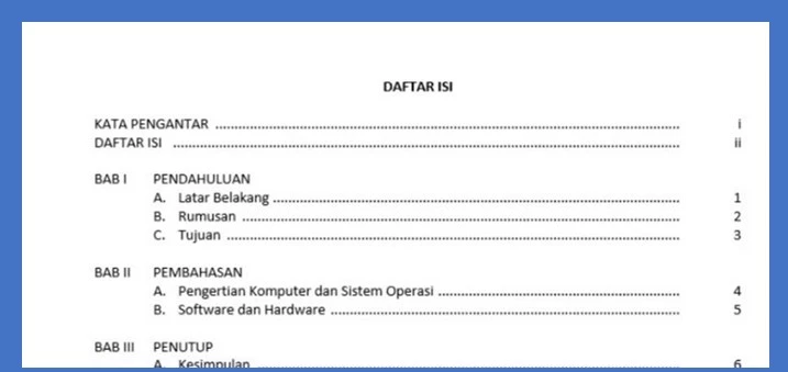 Cara membuat daftar isi di Word 2007