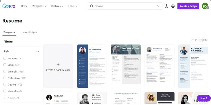 template resume gratis