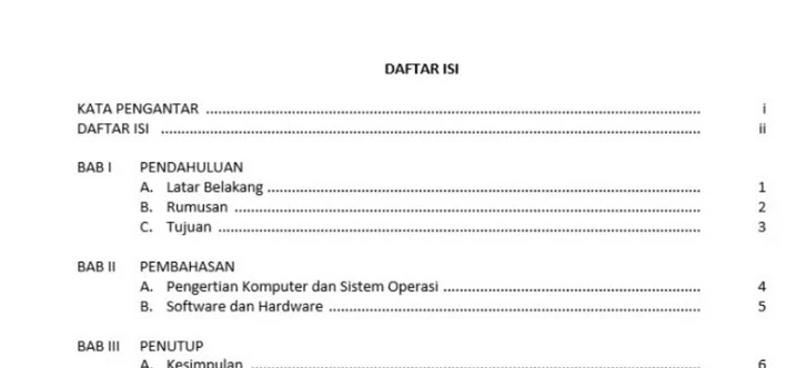 cara membuat daftar isi di word 2013