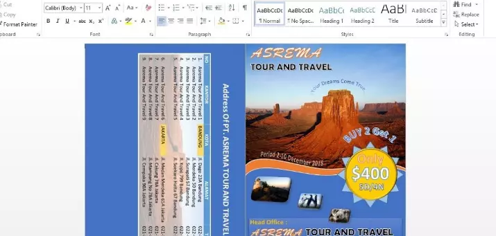 Cara membuat brosur di Word 2013