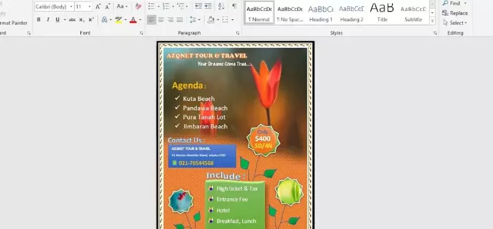 Cara membuat brosur di Word 2013