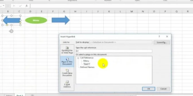 cara membuat hyperlink di Excel 