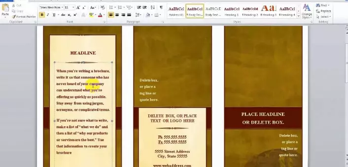 Cara membuat brosur di Word 2007