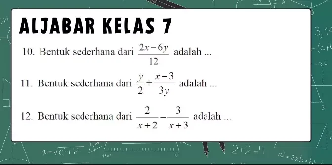 Contoh soal aljabar kelas 7