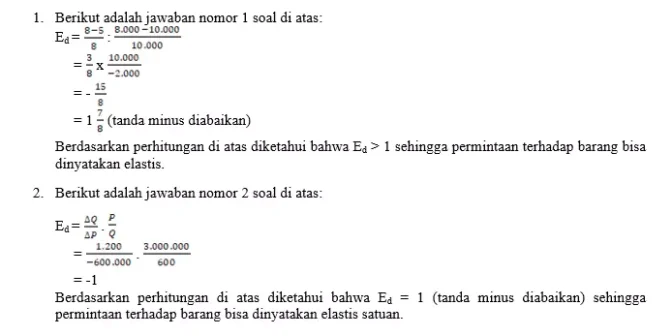 contoh soal elastisitas permintaan