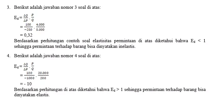 contoh soal elastisitas permintaan