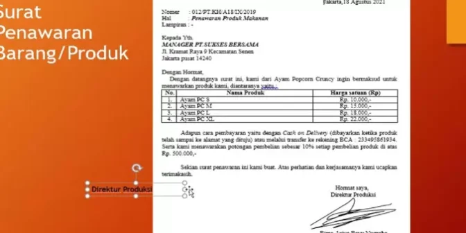 Contoh Surat Penawaran Harga, Barang dan Kerja Sama untuk Bisnis