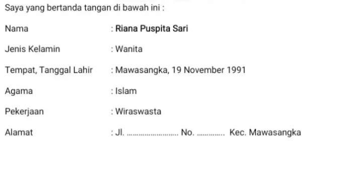 Surat pernyataan belum menikah