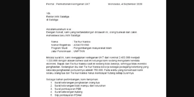 contoh surat permohonan