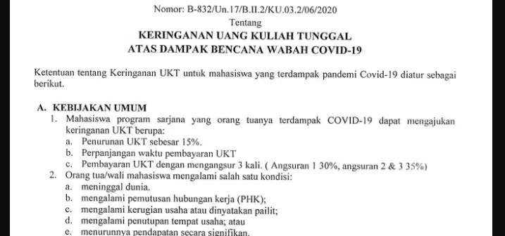 surat keringanan ukt