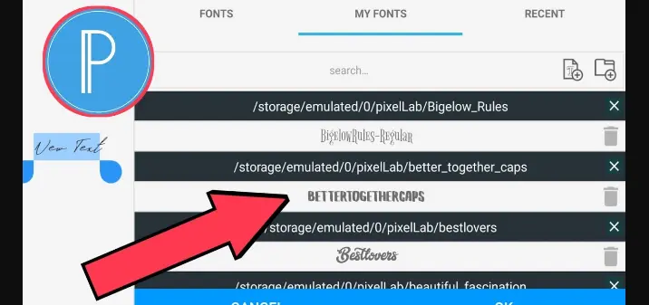 cara menambah font di pixellab