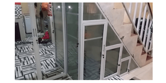 lemari bawah tangga aluminium