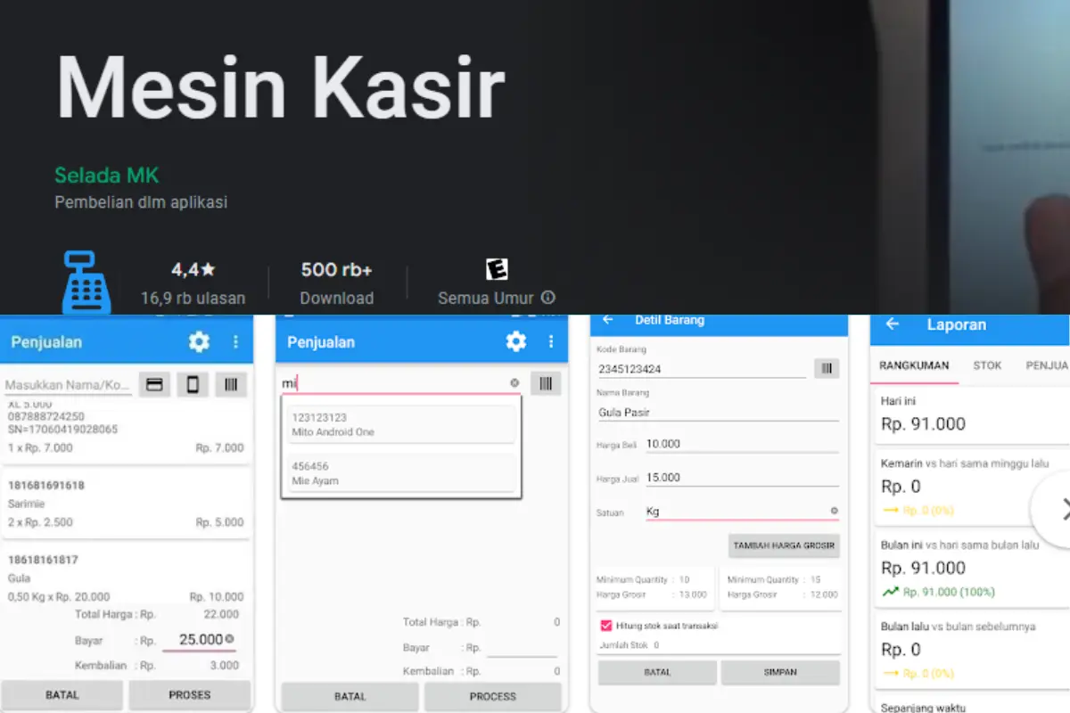 Aplikasi mesin kasir Android