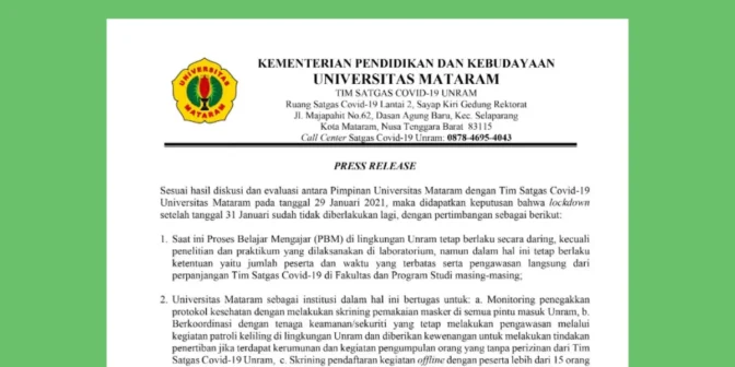 Contoh press release kegiatan kampus