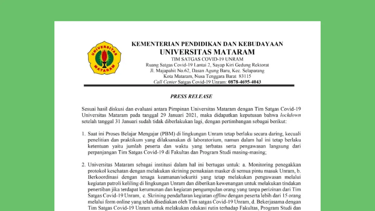 Contoh press release kegiatan kampus