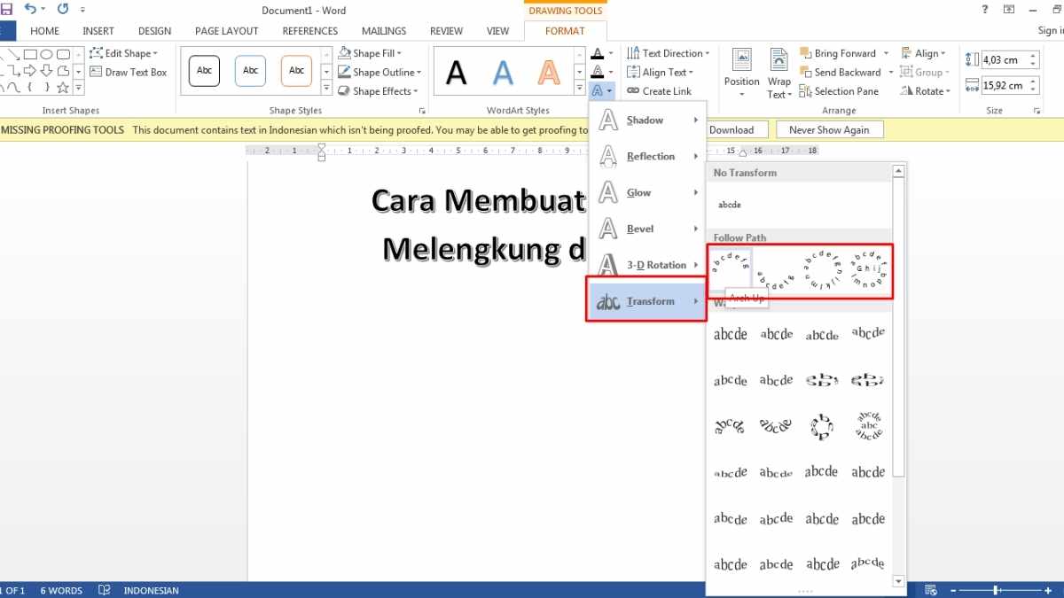 Cara Membuat Tulisan Melengkung di Word