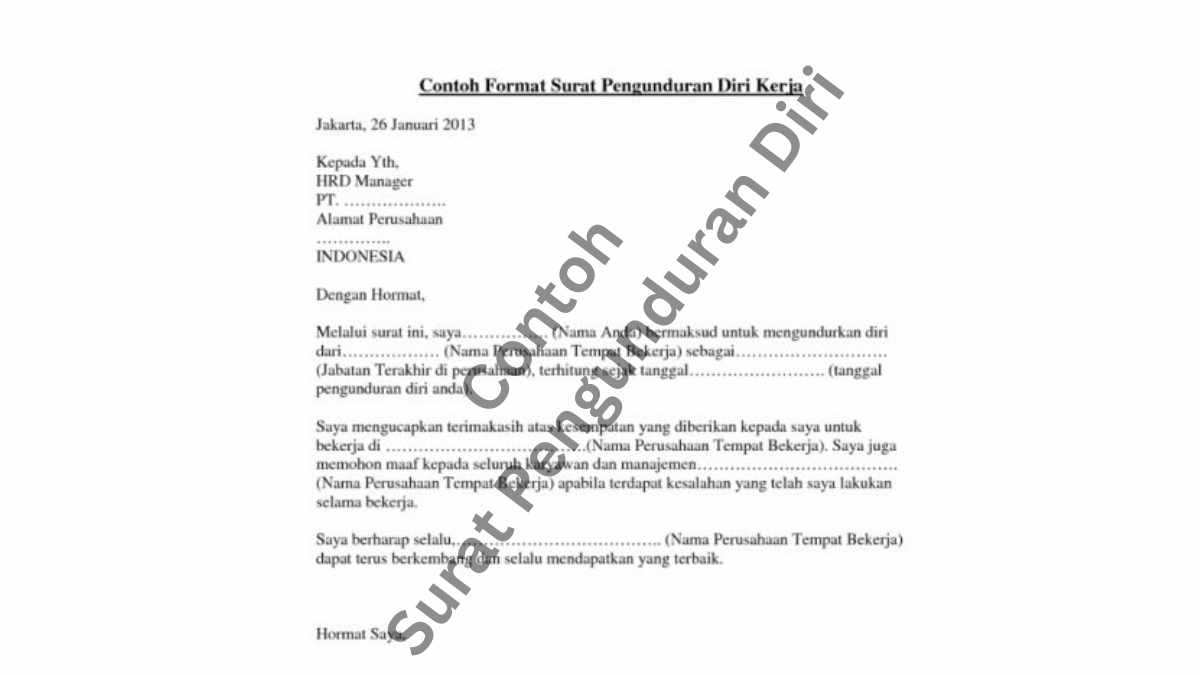 Contoh Surat Pengunduran Diri Word & Formatnya